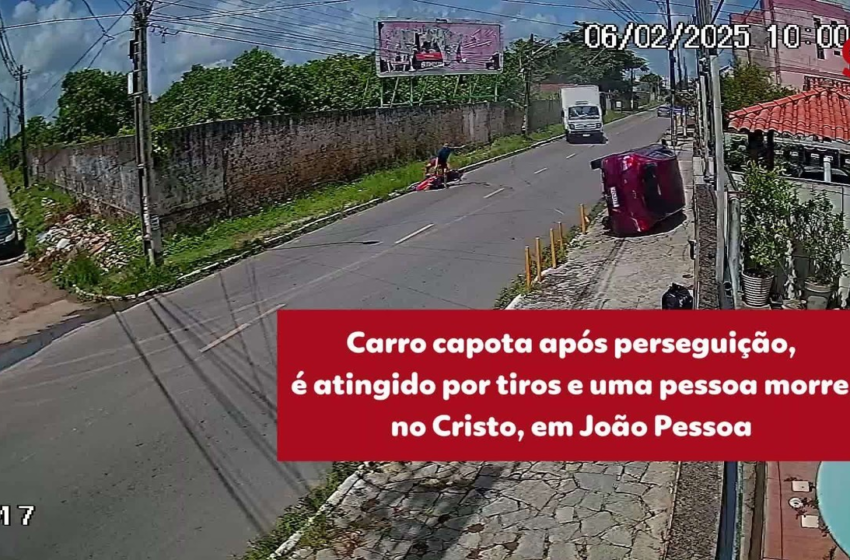  Carro capota após perseguição, é atingido por tiros e uma pessoa morre, no Cristo, em João Pessoa; VÍDEO