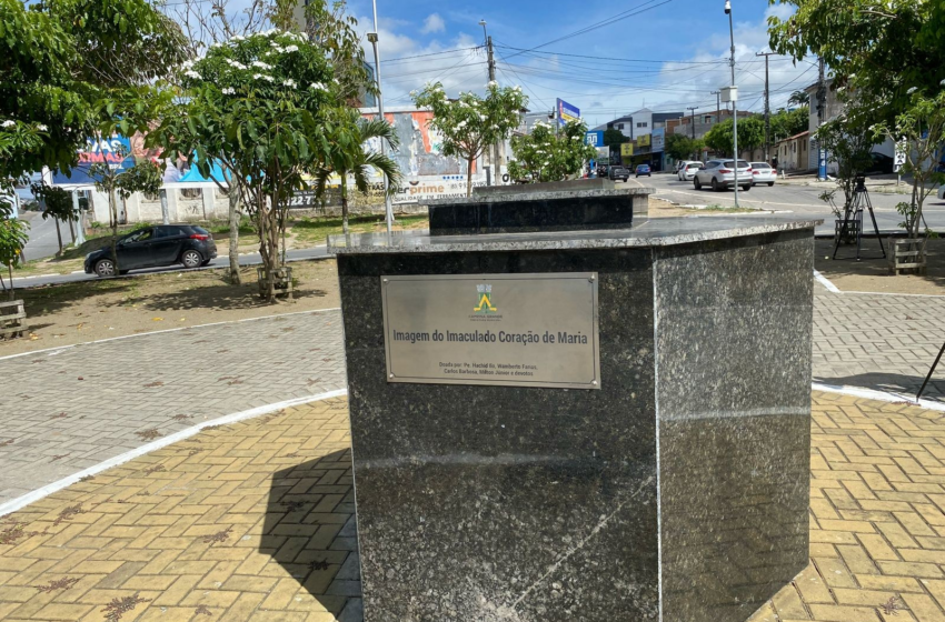  Imagem de santa feita de bronze é roubada de praça de Campina Grande