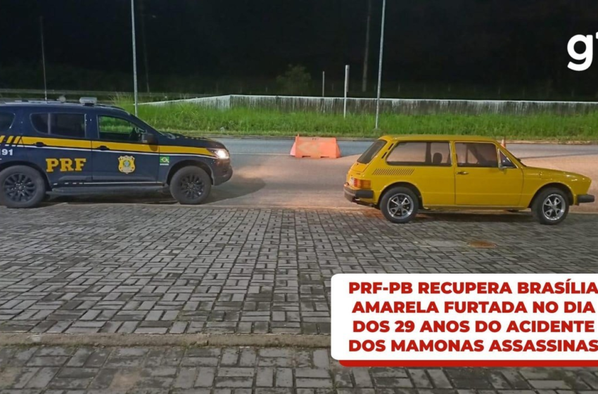  Brasília amarela furtada em João Pessoa é recuperada pela PRF no dia dos 29 anos da morte dos Mamonas Assassinas
