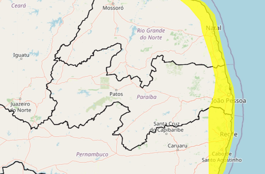 Inmet emite alerta de chuvas intensas para João Pessoa e mais 23 cidades da PB; veja lista