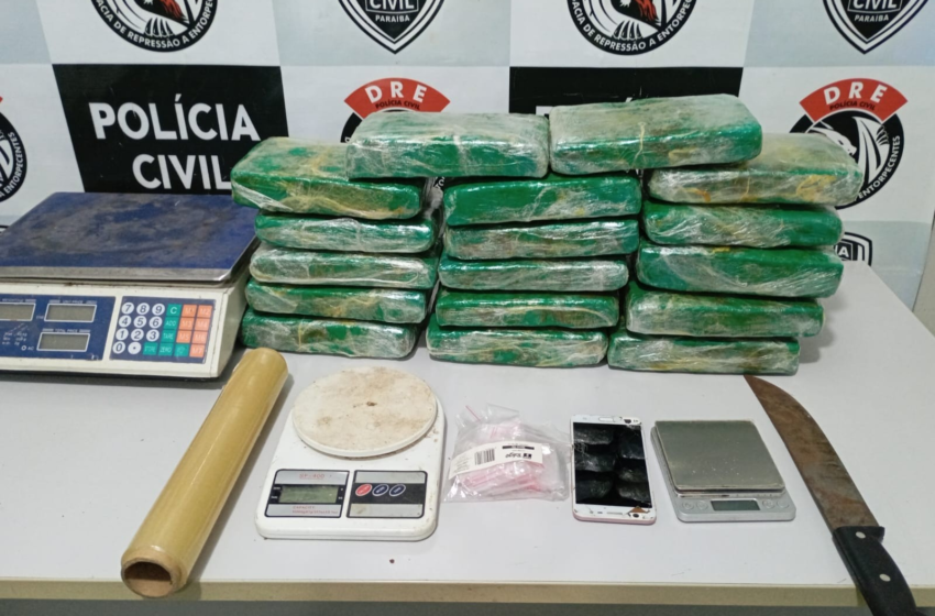 Homem é preso suspeito de traficar 17 kg de maconha, em Campina Grande