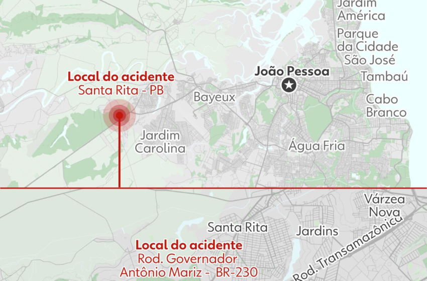 Acidente entre ônibus e caminhão deixa um morto e mais de 25 feridos na Grande João Pessoa