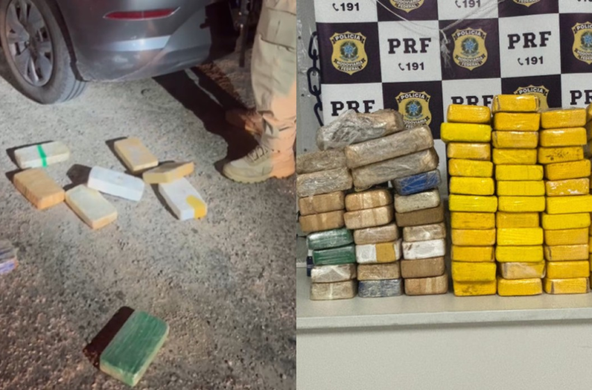 Motorista é preso com 69 kg de drogas em porta-malas durante fiscalização da PRF no Sertão da Paraíba