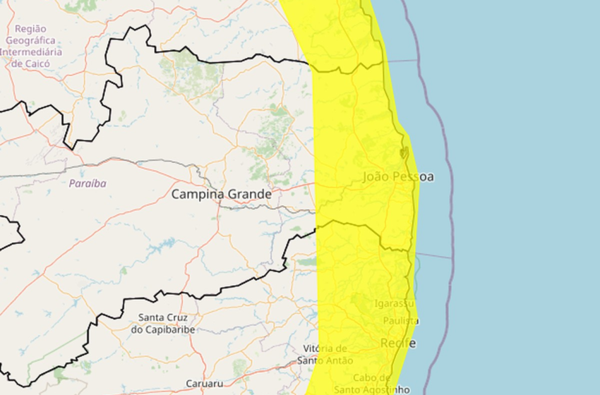  Inmet emite alerta de acumulado de chuvas para João Pessoa e mais 36 cidades da PB até segunda (23)