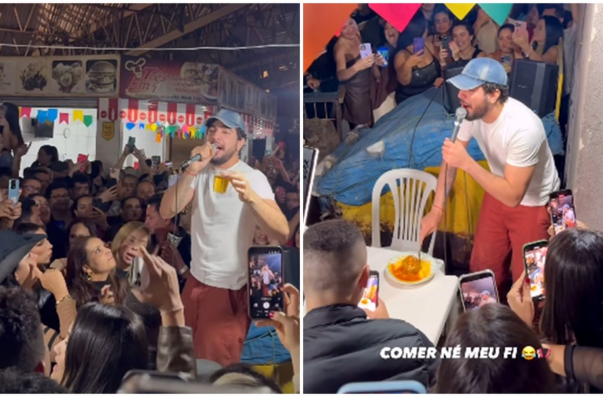  Após show no Parque do Povo, Nattan toma café da manhã na Feira da Prata e canta para fãs, em Campina Grande