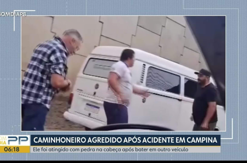  Após se envolver em acidente, caminhoneiro é agredido com pedrada na cabeça em Campina Grande