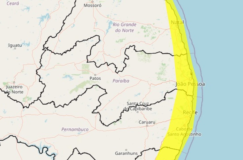 Inmet renova alerta de chuvas para João Pessoa e outras 25 cidades do Litoral da PB